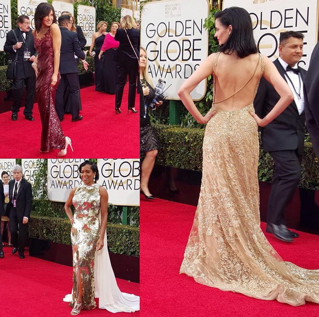 Złote globy 2016: gwiazdy na Instagramie, fot. @goldenglobes Felicity Huffman, Regina King i Eva Green