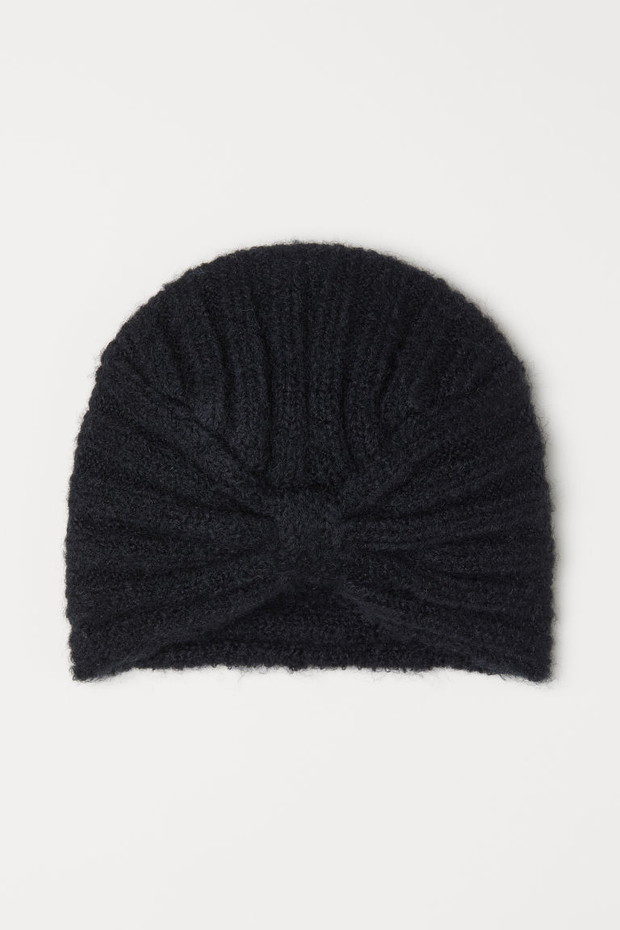 Czarny dzianinowy turban H&M