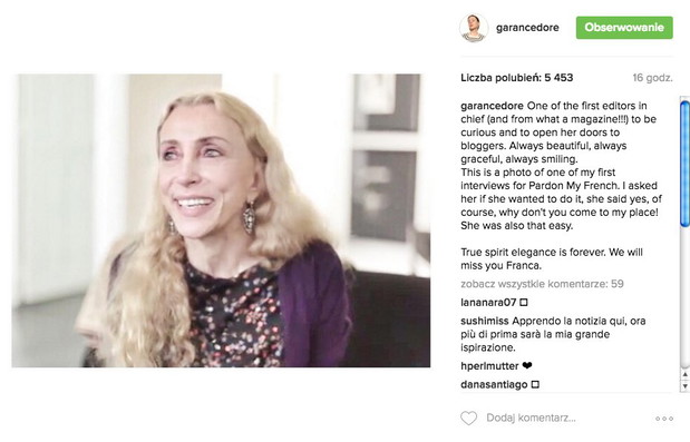 Nie żyje Franca Sozzani. Jak żegna ją branża mody?