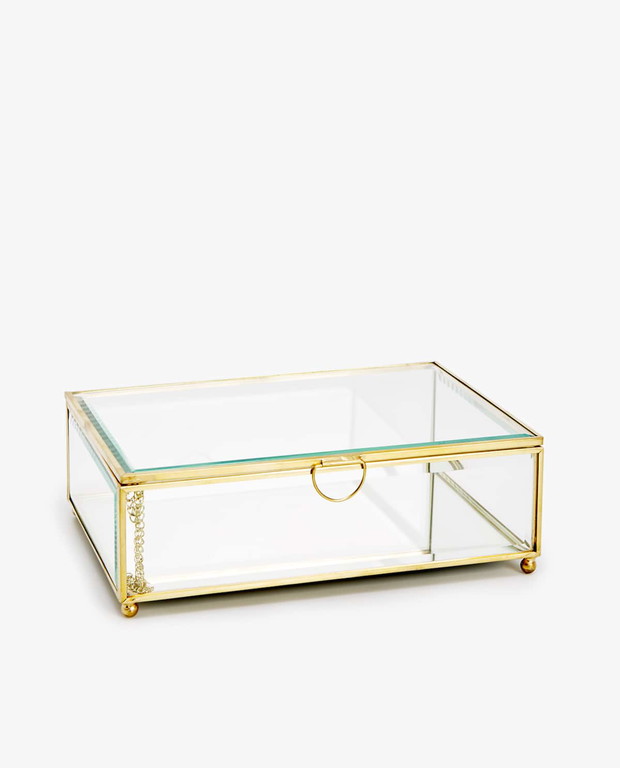 SZKLANE PUDEŁKO Z METALOWYM BRZEGIEM, ZARA HOME, 149 zł