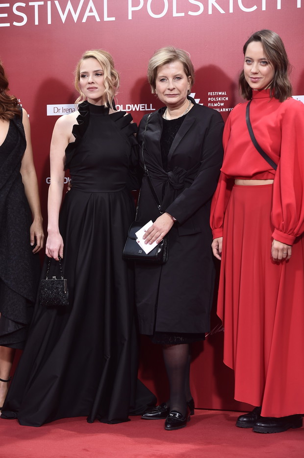 Zofia Domalik, Małgorzata Imielska i Maria Sobocińska na gali zamknięcia Festiwalu Filmowego w Gdyni 2019.