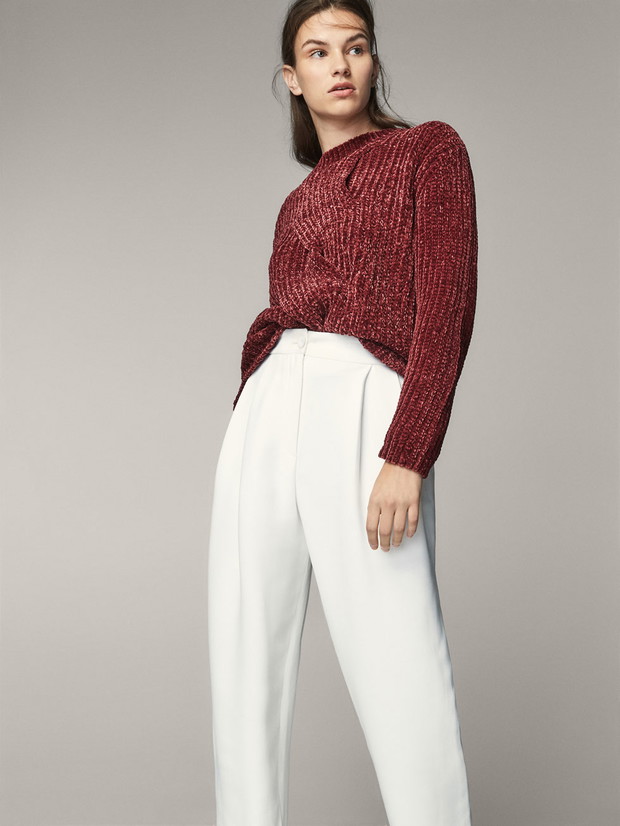 Sweter z warkoczowym splotem Massimo Dutti