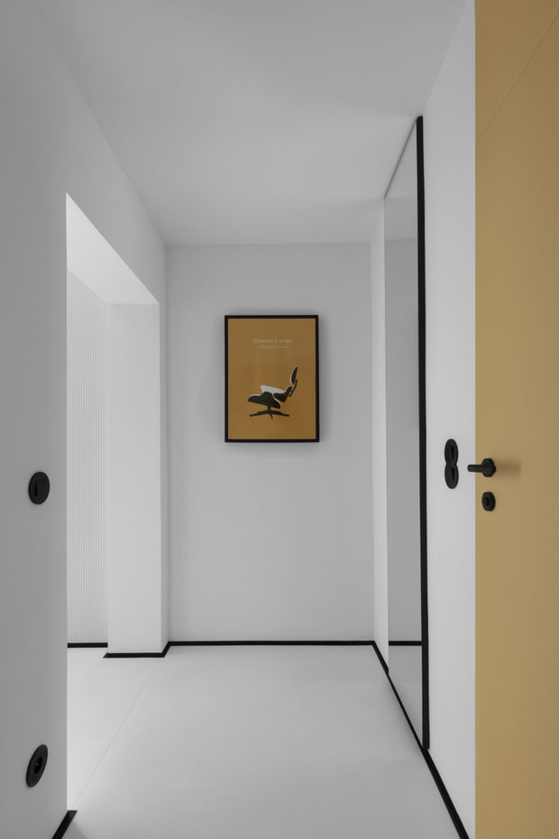 Graficzne wnętrza w domu pary architektów, projekt: Patrycja Śliż i Jakub Flisiak, Pracownia Architektury The Wall