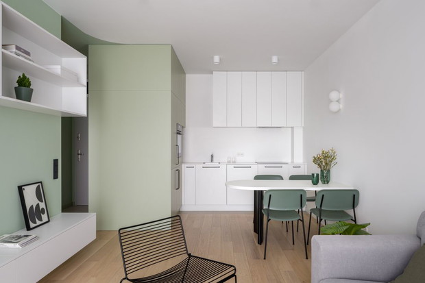 Mieszkanie z pistacjową zielenią, projekt: 3XEL Architekci