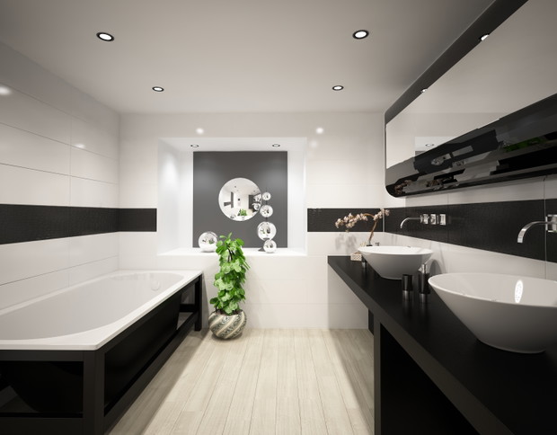 Nowoczesna łazienka - black&white wciąż w modzie.fot. fotolia