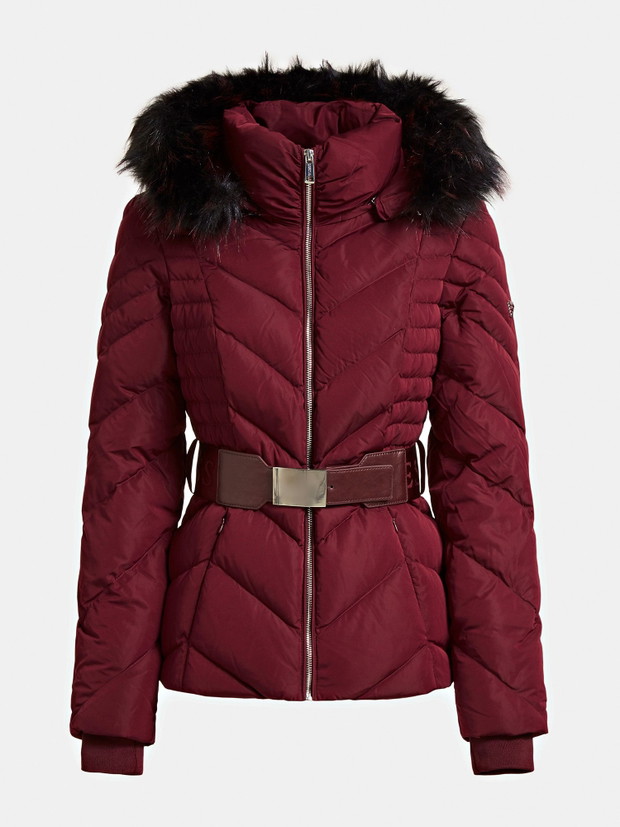 Krótka kurtka puchowa z paskiem Guess Winter Essentials