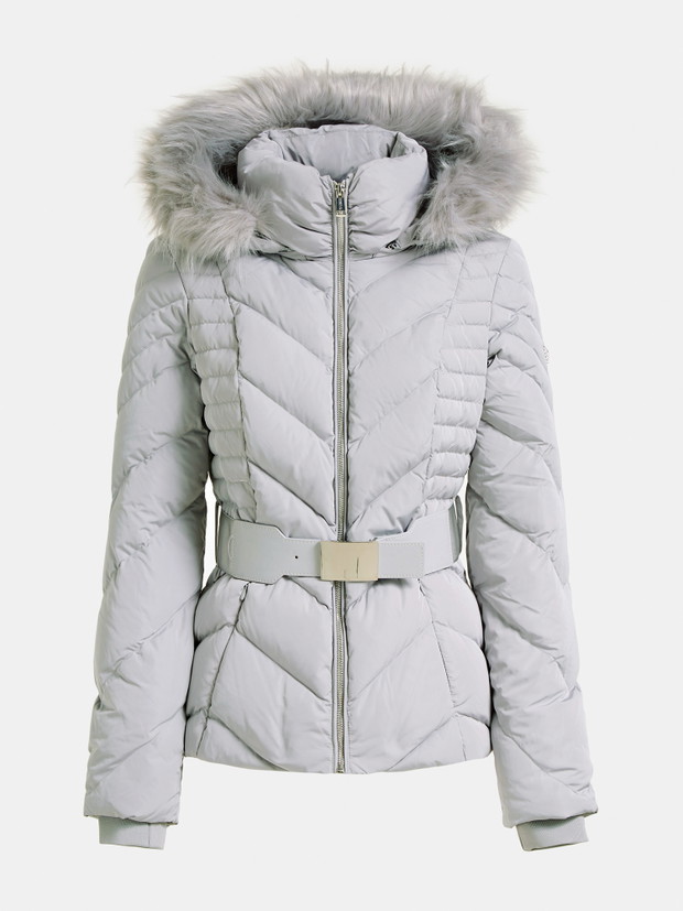 Krótka kurtka puchowa z paskiem Guess Winter Essentials