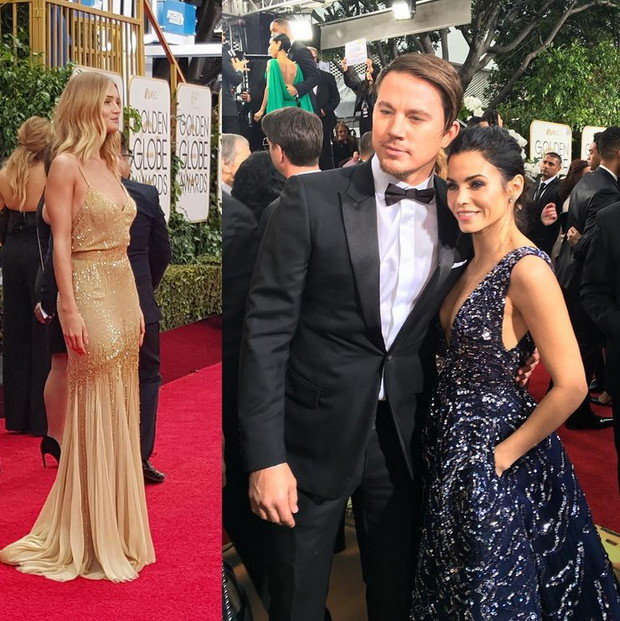 Złote globy 2016: gwiazdy na Instagramie, fot. @goldenglobes Rosie Huntington-Whiteley, Channing Tatum, Jenna Dewan
