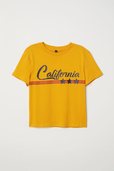 Żółty T-shirt z nadrukiem H&M