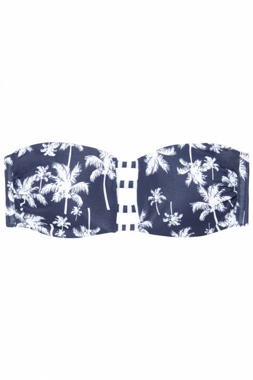 Granatowe bikini w palmy Tezenis - kostiumy kąpielowe lato 2017