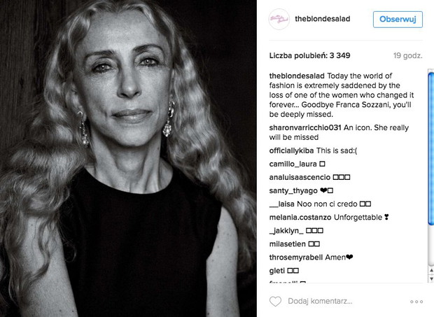 Nie żyje Franca Sozzani. Jak żegna ją branża mody?