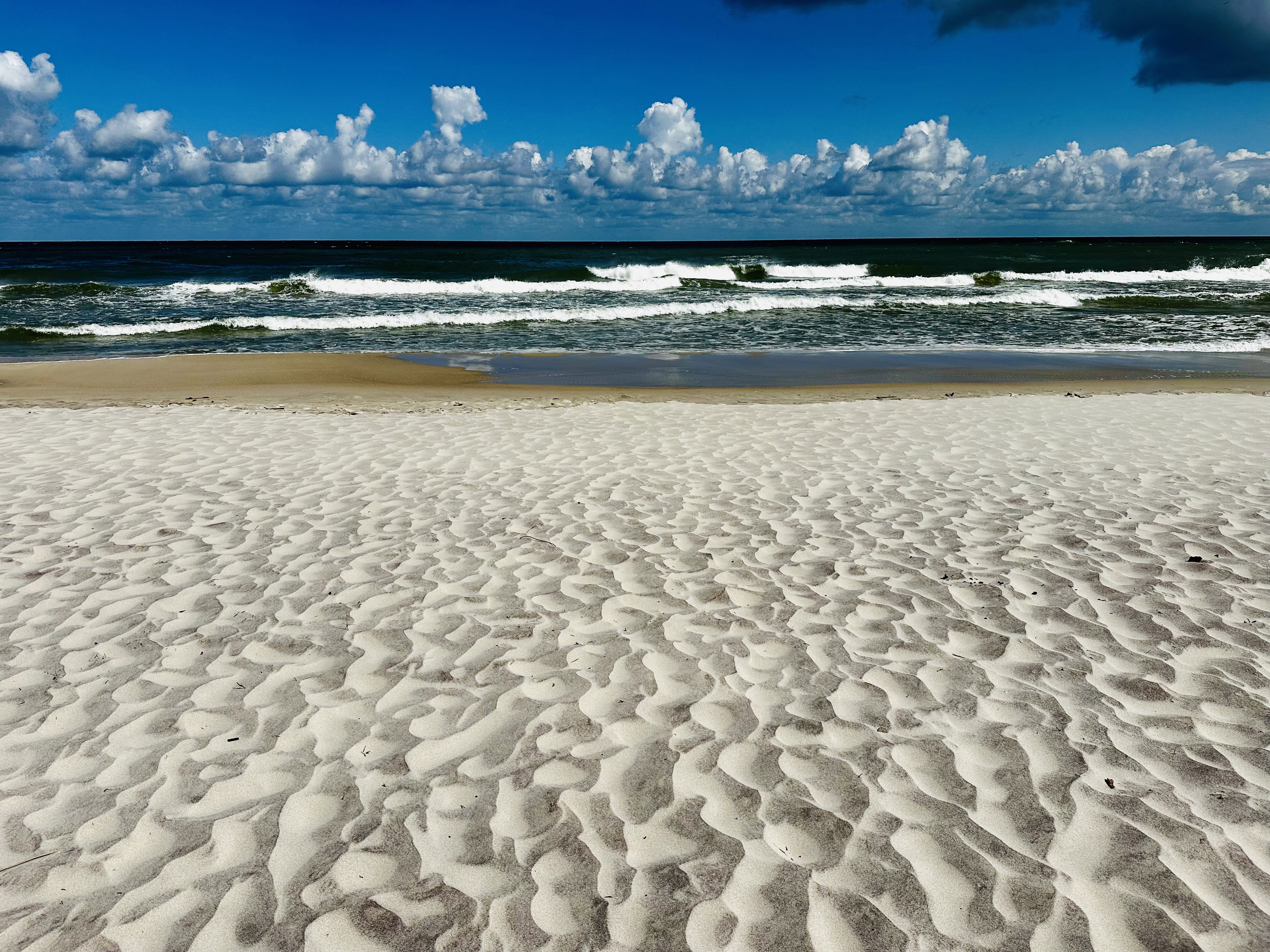 Wild beach in Poland. Beautiful wild beaches in Hel Wild beach in baltic sea. Aerial view of Hel Peninsula in Poland, Baltic Sea and Puck Bay.