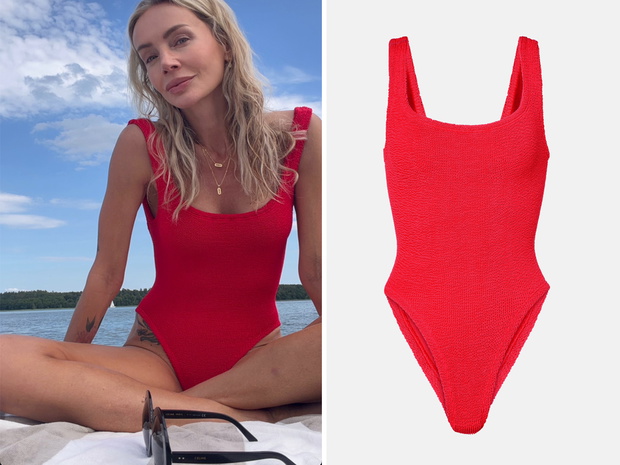 Agnieszka Woźniak-Starak w kostiumie Hunza G w kolorze "Scarlet" za 1000 zł. W H&amp;M znalazłam za 127