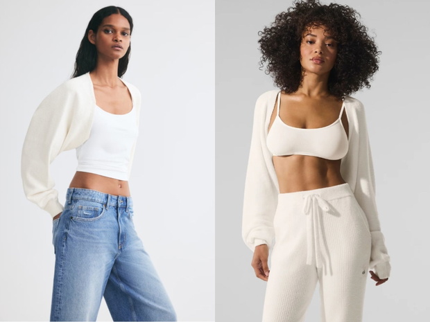 Dzianinowe bolerko z H&M w stylu „Snuggle Up Shawl” Alo Yoga