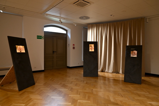 Artystka Joanna Pawlik, fotografie wydruk plexi, lightbox, obiekty 1/4/5, 2026 / tynk gliniany w strukturze 3D ROOC, tkaniny Eurofirany