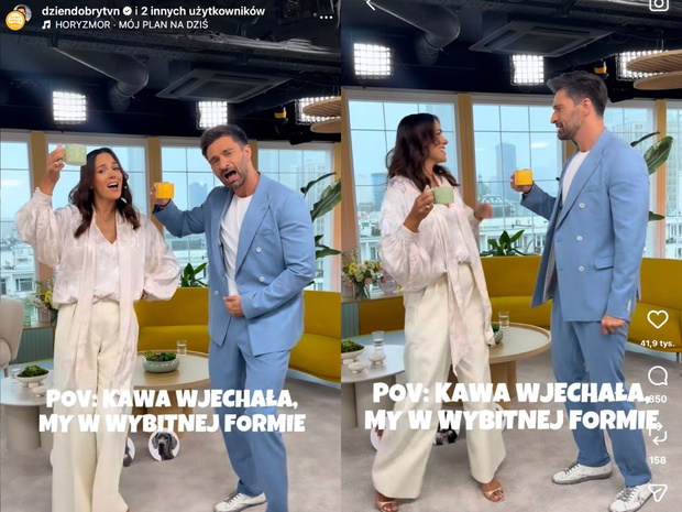 Paulina Krupińska-Karpiel w modnej „jacquard shirt” z wiązaniem