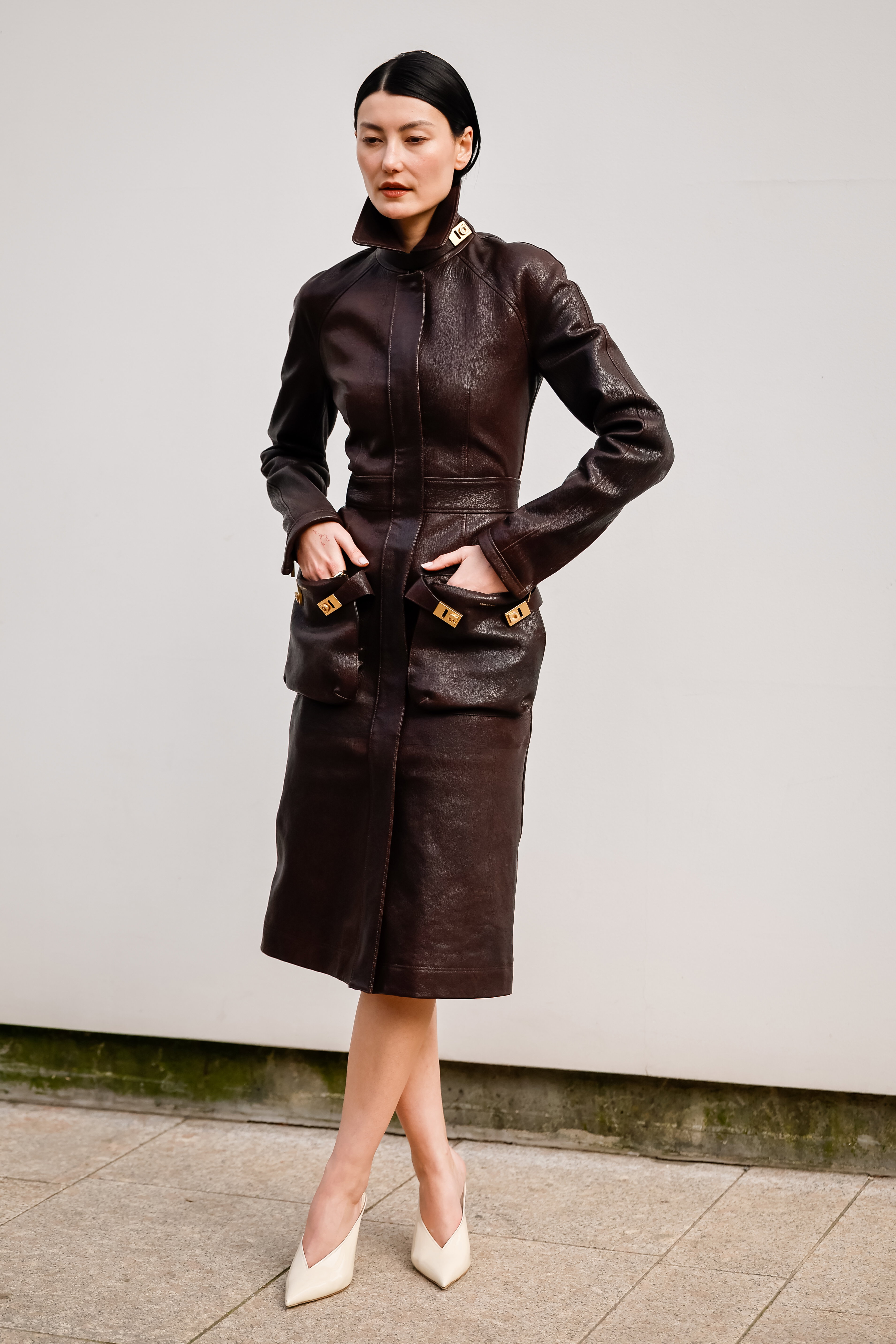 Minimal leather dress. Skórzana sukienka na jesień 2026