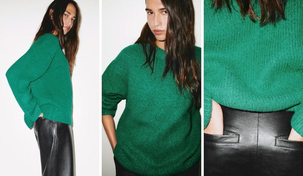 Malachitowy sweter z wełną z H&M daje arystokracki vibe