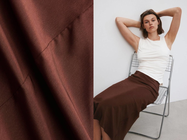 Brązowa satynowa spódnica z H&M