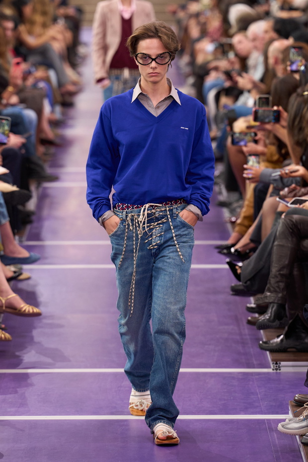 Sznurowane jeansy Miu Miu x Wrangler