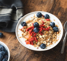 Granola bowl with yogurt, berries