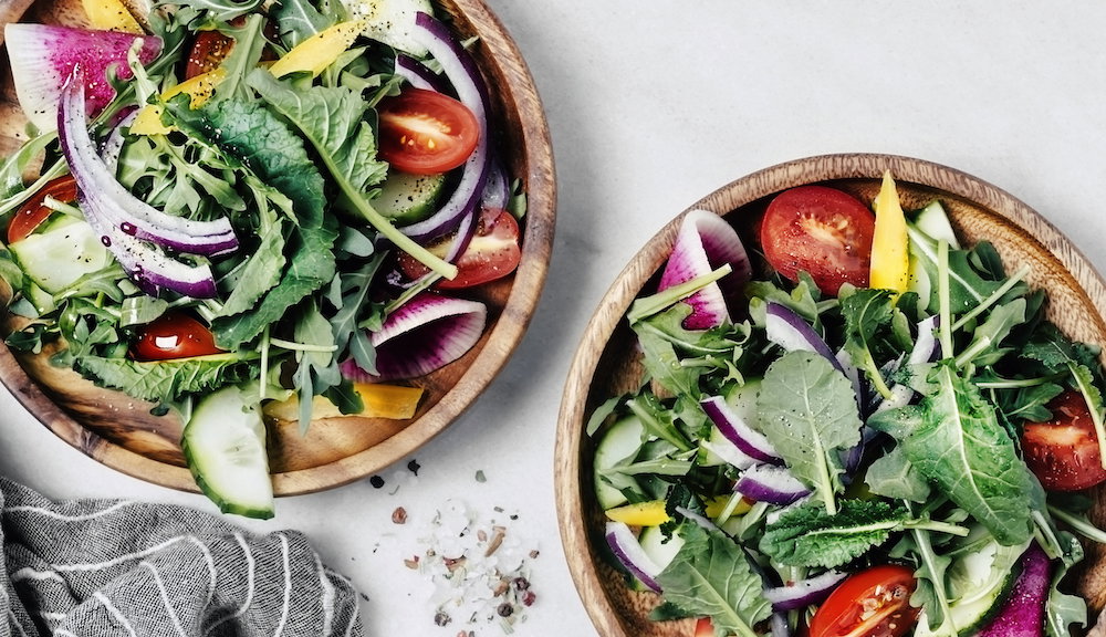 Fresh arugula and baby kale salad
