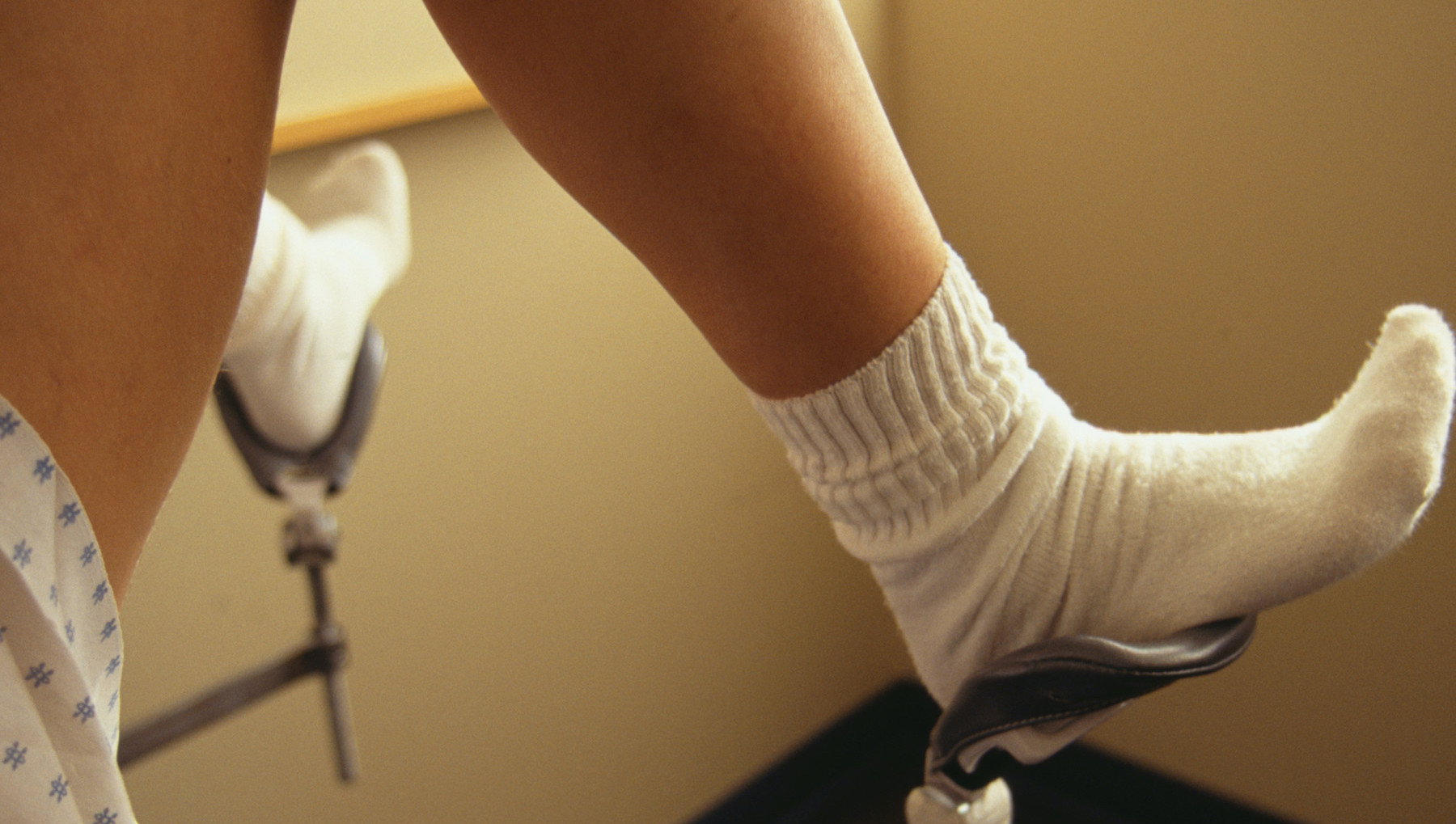 Patient waiting for gynaecological examination, low section