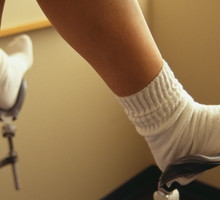 Patient waiting for gynaecological examination, low section
