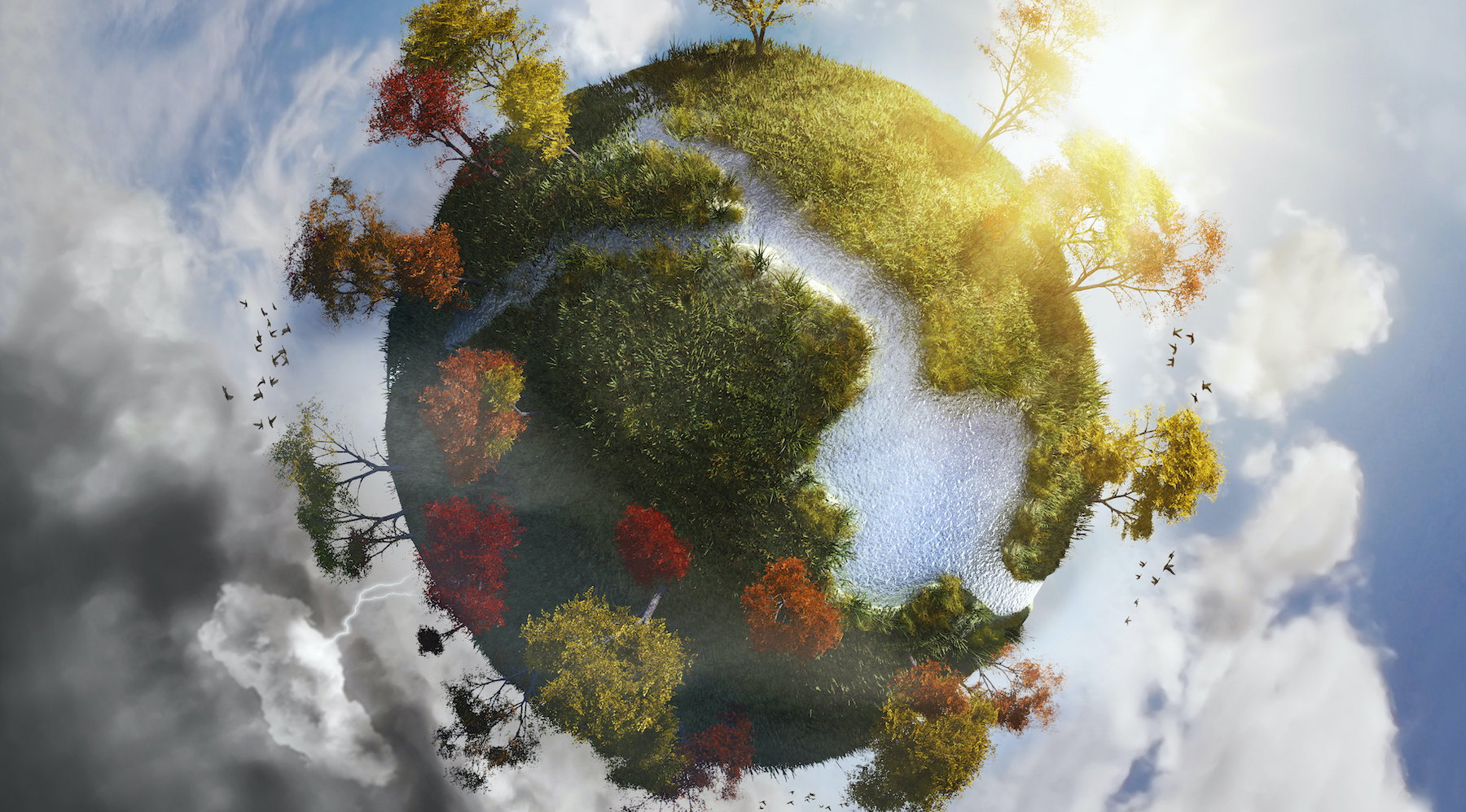 Digitally generated image of planet earth with plants
