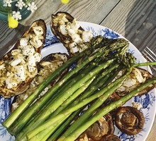 Grilled vegetables on plate
