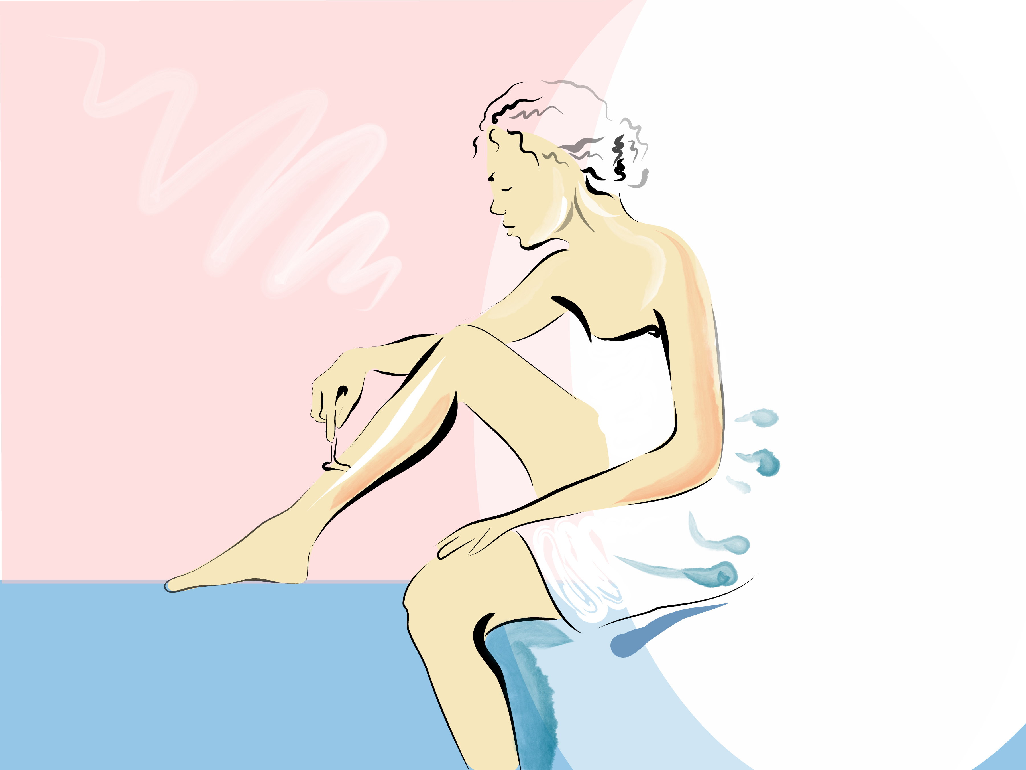 woman shaving her legs