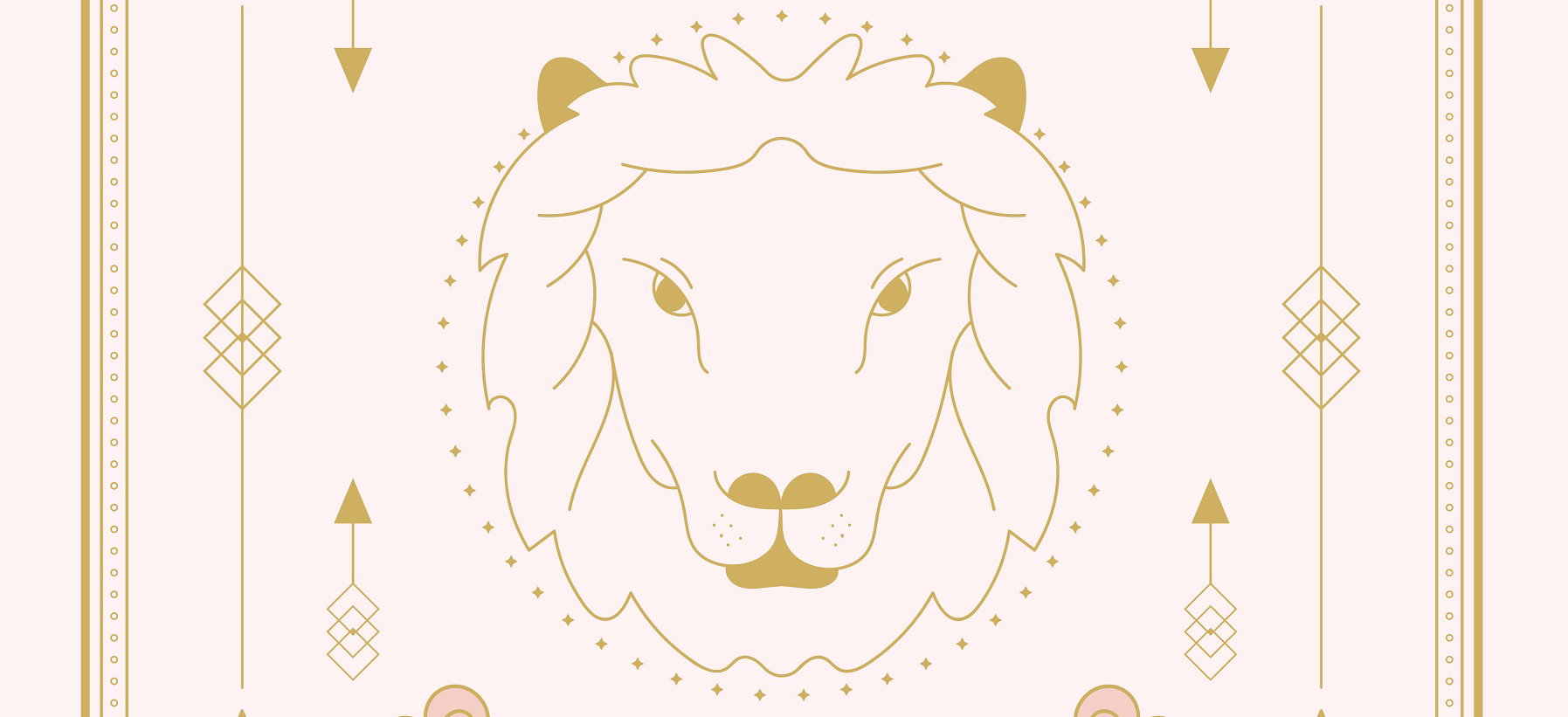 Zodiac sign - Leo and its planet ruler Sun. Thin linear vector design.