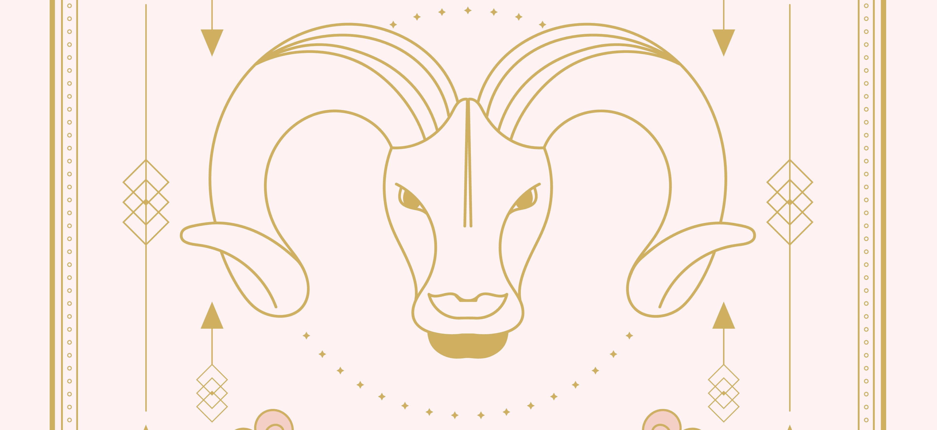 Zodiac sign - Aries and its planet ruler Mars. Thin linear vector design.
