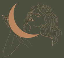 Collection of mythology and mystical illustrations in hand drawn style. fantasy animals, mythical creature, esoteric and boho objects, woman and moon, snake and evil eye. Vector Illustration