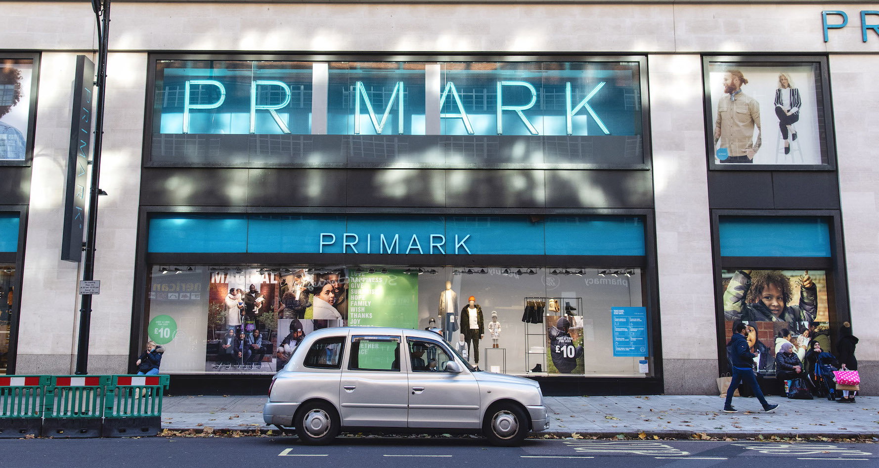 A Taxi waits outside a Primark store in London.As the 2nd