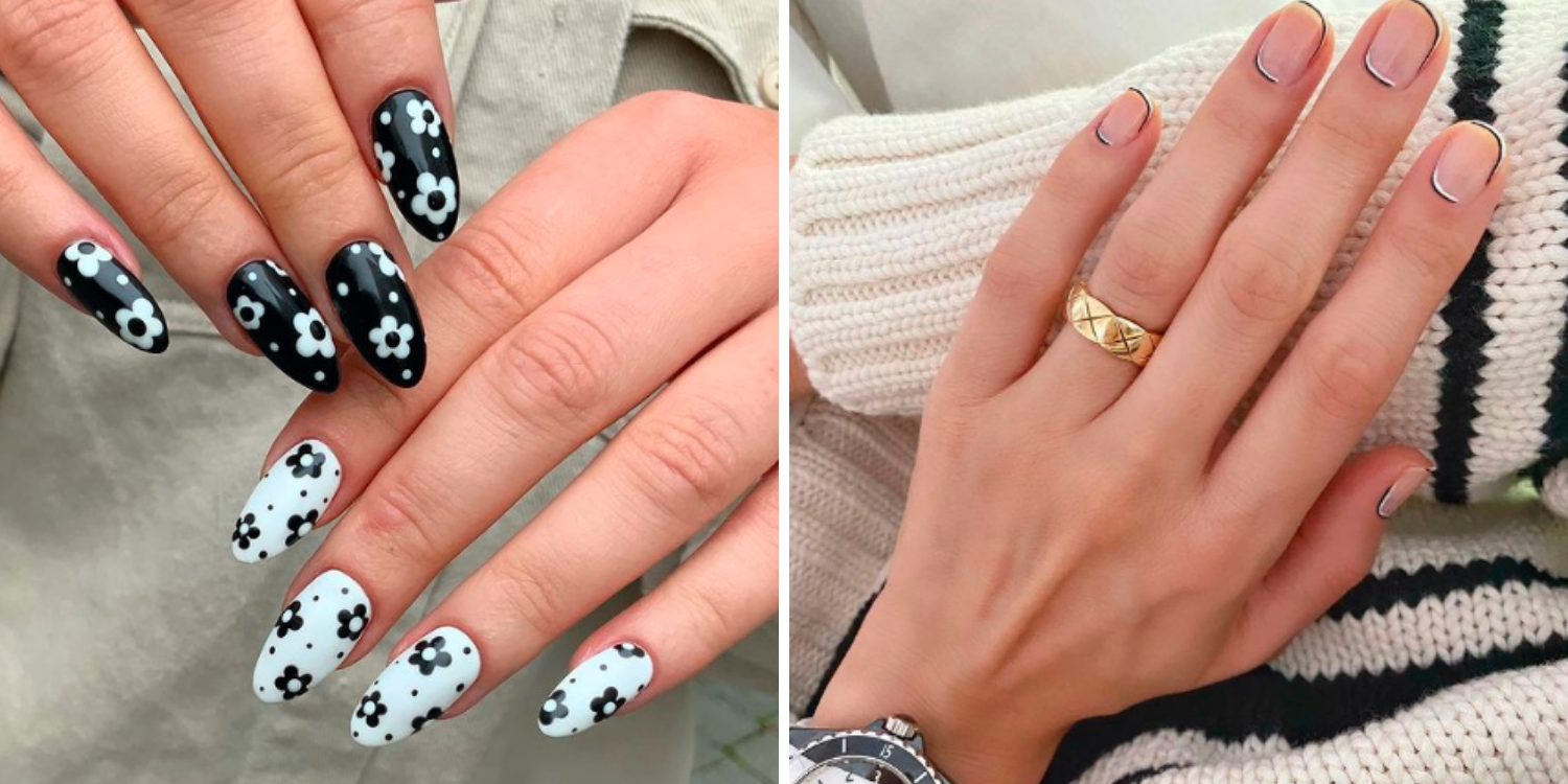 Czarno-biały manicure