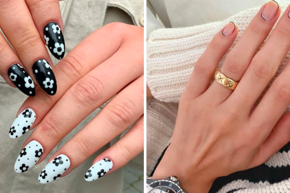 Czarno-biały manicure