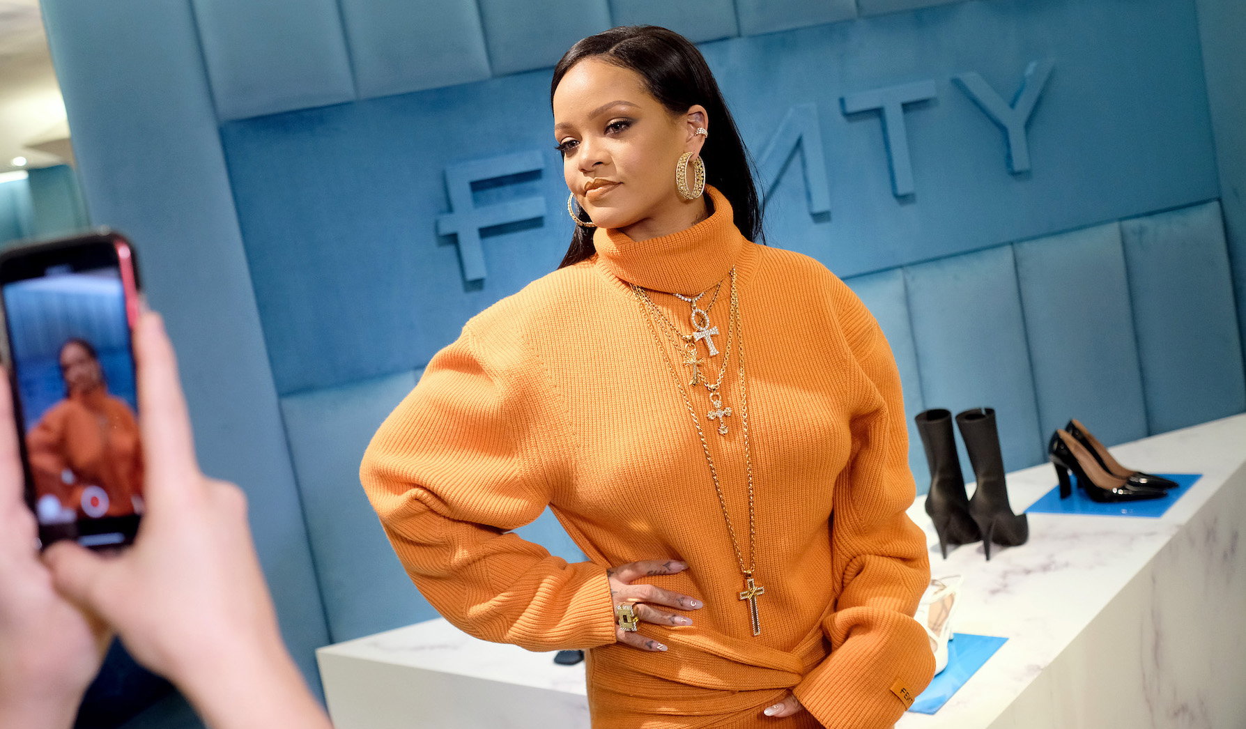 Robyn Rihanna Fenty And Linda Fargo Celebrate The Launch Of FENTY At Bergdorf Goodman