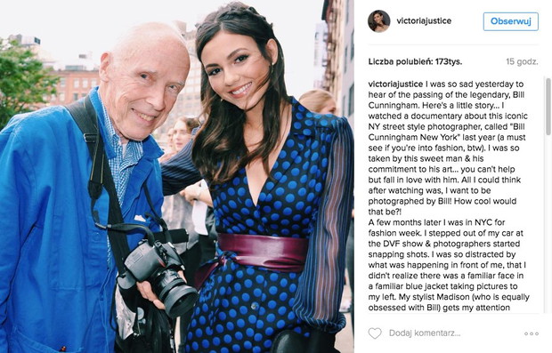 Victoria Justice żegna Billa Cunninghama