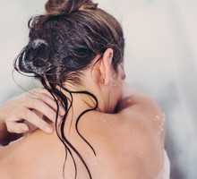 Woman in a bathtube.
