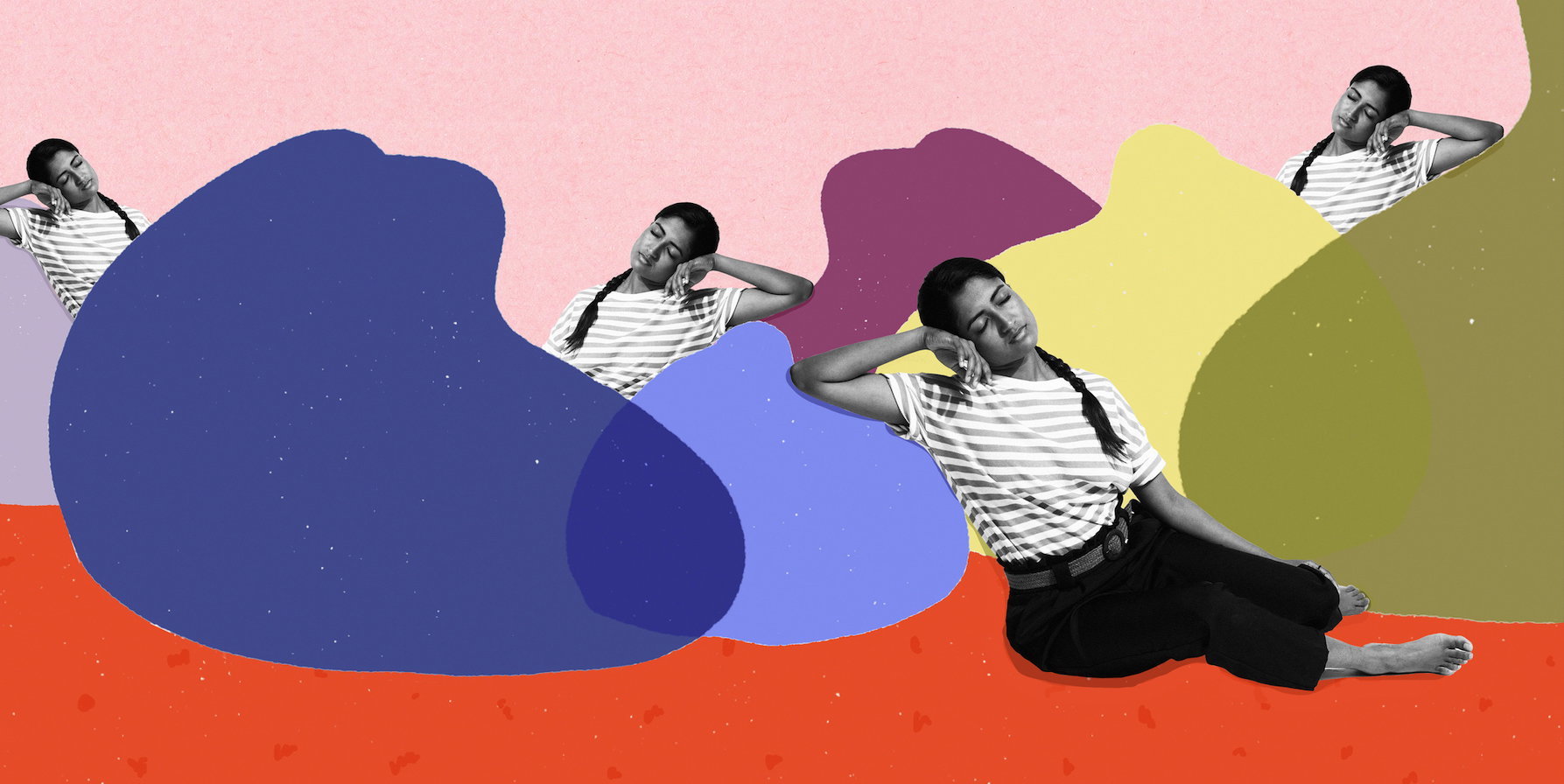 woman leaning on beanbags