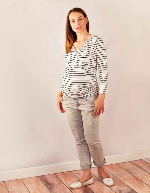 Bluzka Wrap Black & White Stripes