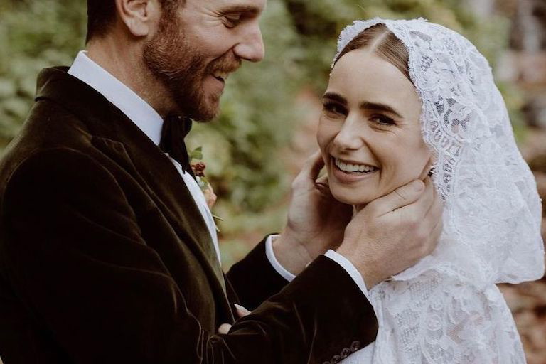 Lily Collins pokazała nowe zdjęcia ze ślubu!!! I zdradziła więcej szczegółów na temat sukni ślubnej!