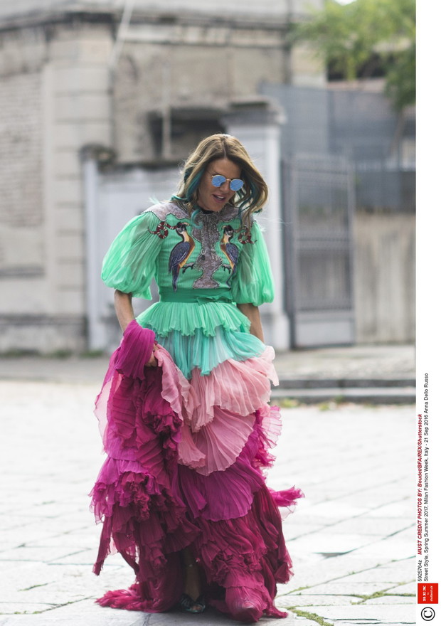 Anna Dello Russo podczas Milan Fashion Week wiosna-lato 2017