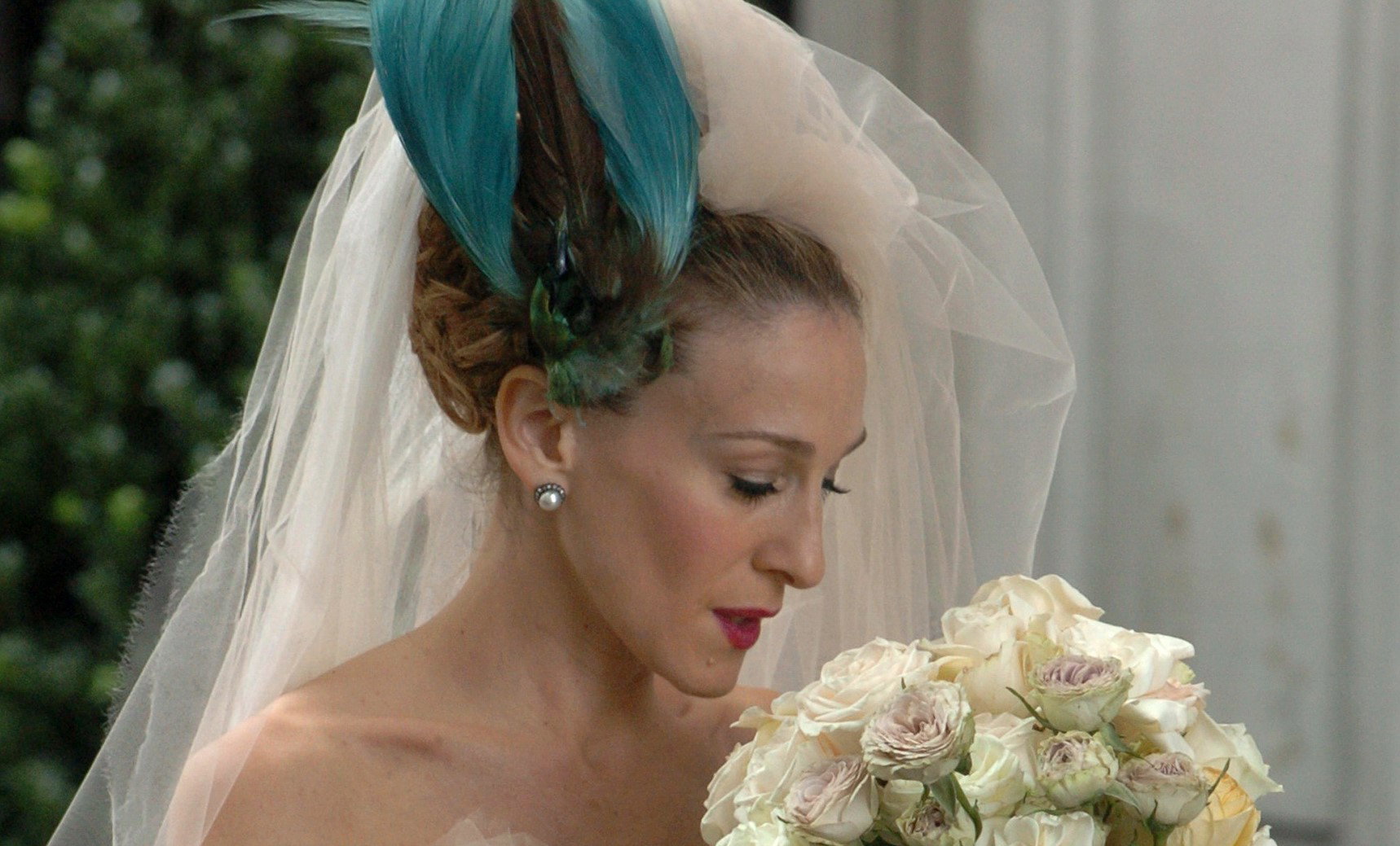 Sarah Jessica Parker in wedding dress at Filming of Sex And