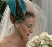 Sarah Jessica Parker in wedding dress at Filming of Sex And