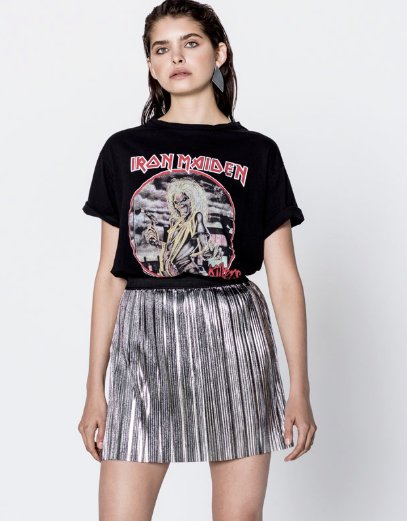 Wyprzedaże w PULL&BEAR: Plisowana metalizowana minispódniczka