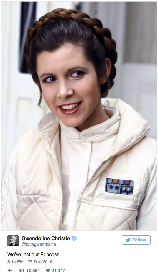 Carrie Fisher: Internet reaguje na śmierć aktorki znanej z Gwiezdnych wojen
