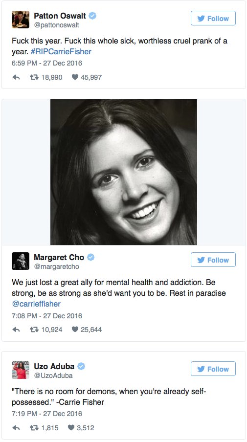 Carrie Fisher: Internet reaguje na śmierć aktorki znanej z Gwiezdnych wojen