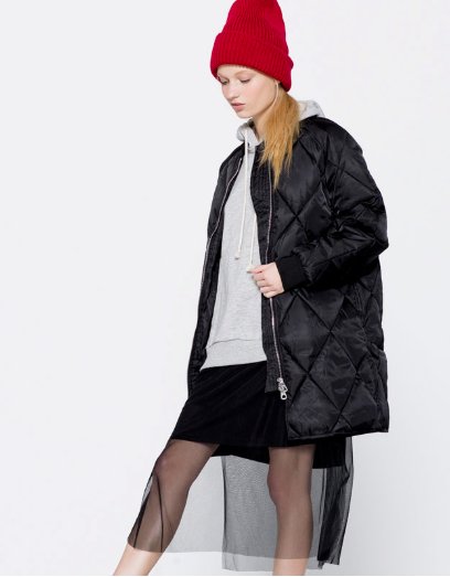 Wyprzedaże w PULL&BEAR: Długa pikowana kurtka typu bomber